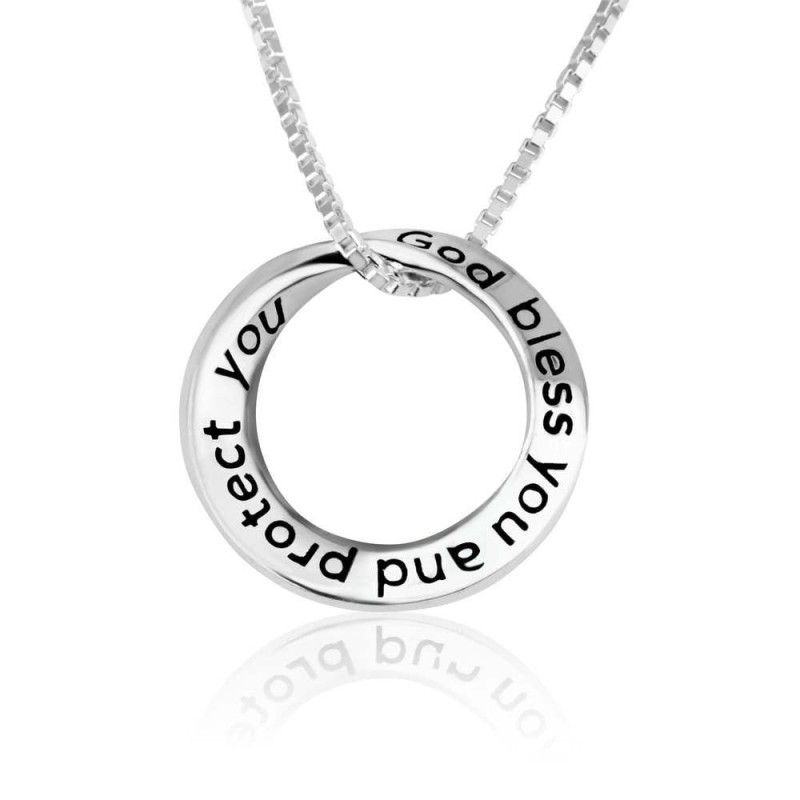 Marina Jewelry Anglais et hébreu en argent sterling 925 « Que Dieu vous bénisse et