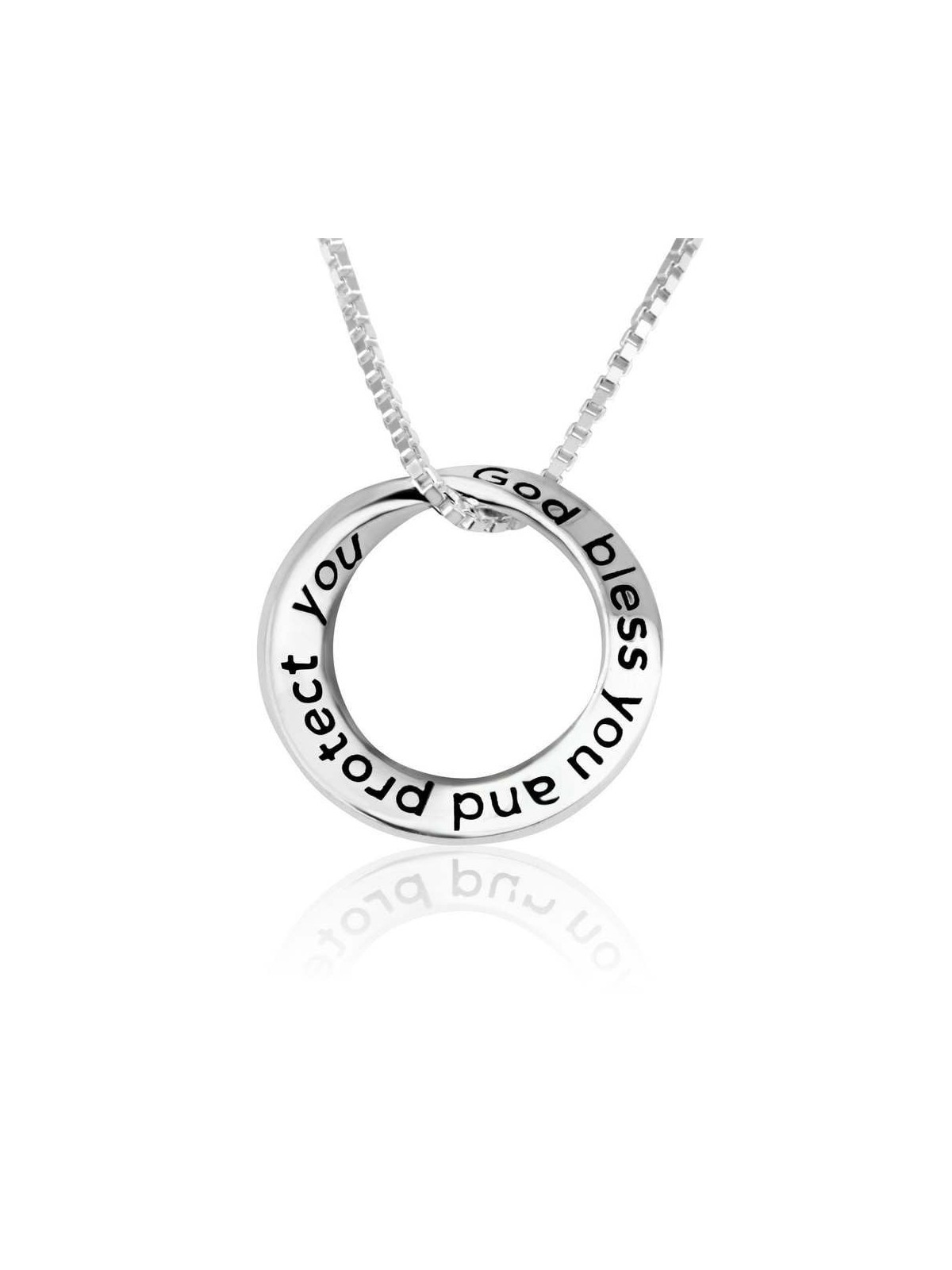 Marina Jewelry English & Hebrew 925 Sterling Silver 'God Bless You and