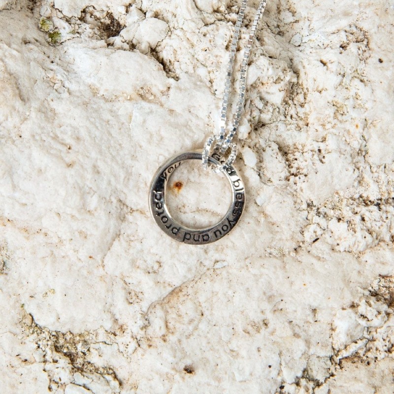 מרינה תכשיטים אנגלית ועברית כסף סטרלינג 925 'אלוהים יברך אותך ו