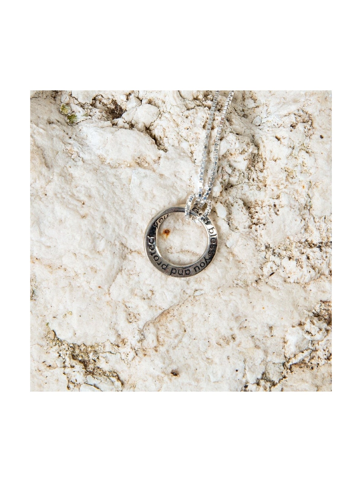Marina Jewelry Anglais et hébreu en argent sterling 925 « Que Dieu vous bénisse et