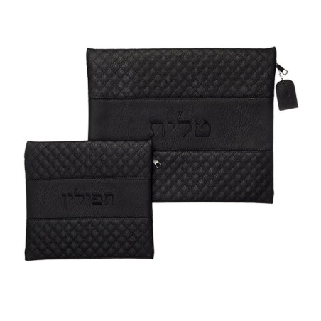 Faux Leather Tallit and Tefillin Bag Set Bl... | Talit & Tefillin Bags