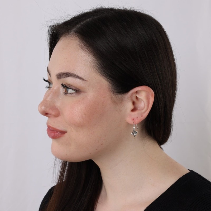 Boucles d'oreilles Merkaba étoile de David Kabbale en argent sterling