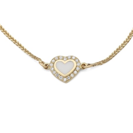 Collier pendentif cœur orné de diamants en or jaune 14 carats