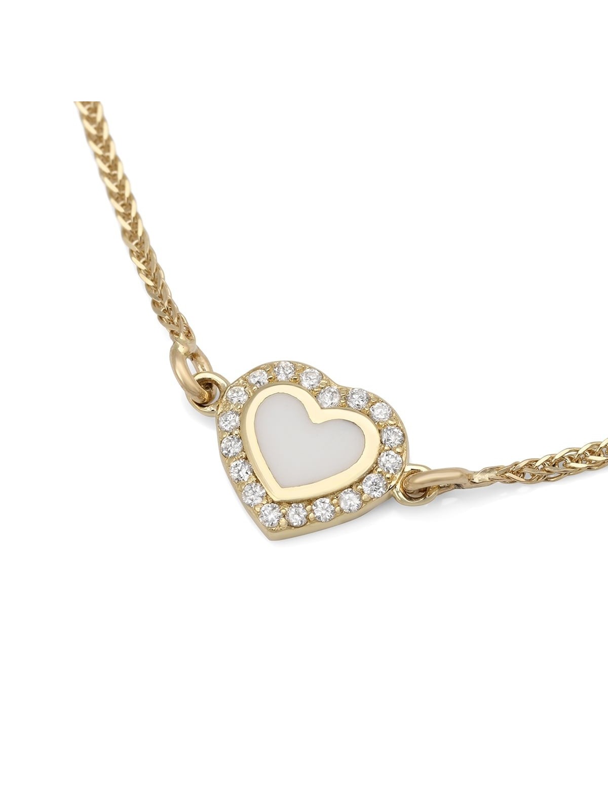 Collier pendentif cœur orné de diamants en or jaune 14 carats