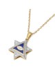 Pendentif étoile de David et diamant mauvais œil en or jaune 14 carats avec diamants bleus et