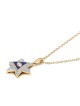 Pendentif étoile de David et diamant mauvais œil en or jaune 14 carats avec diamants bleus et