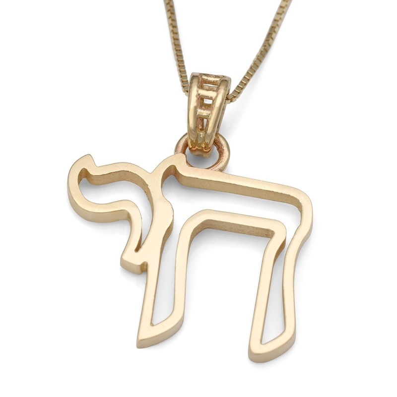 Collier à pendentif Chai en or 14 carats