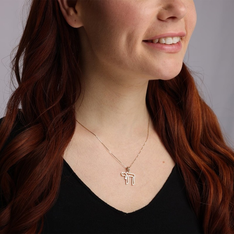 Collier à pendentif Chai en or 14 carats