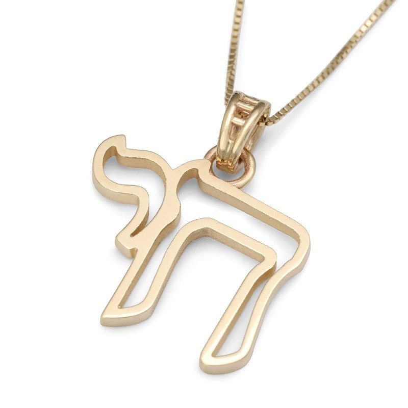 Collier à pendentif Chai en or 14 carats
