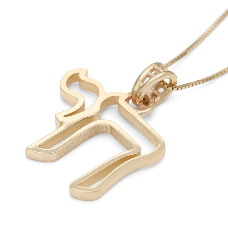 Collier à pendentif Chai en or 14 carats