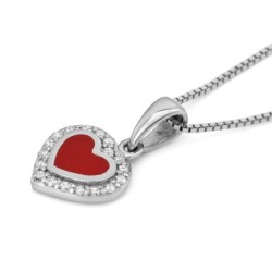 Diamond-Accented Heart 14K White Gold Pendant Necklace