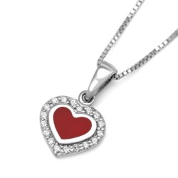Diamond-Accented Heart 14K White Gold Pendant Necklace