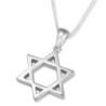 Polished 925 Sterling Silver Designer Star of David Pendant Necklace