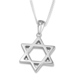 Polished 925 Sterling Silver Designer Star of David Pendant Necklace