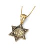 Collier à pendentif clou étoile de David en or jaune 14 carats avec diamants