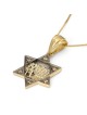 14K Yellow Gold Star of David Diamond Stud Pendant Necklace