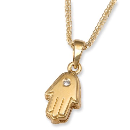 Anbinder Jewelry Pendentif Hamsa en or 14 carats avec diamant (choix de couleur)