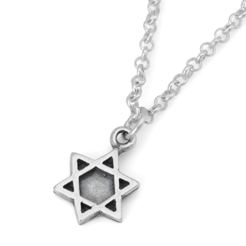 Collier étoile de David en argent double face