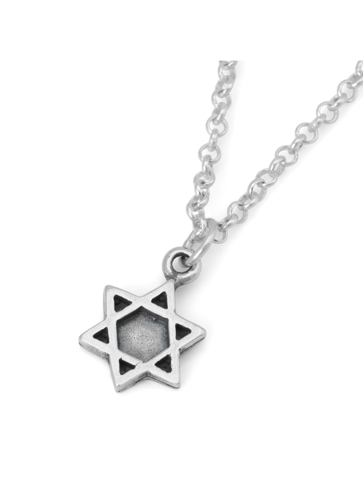 Double Sided Silver Star of David Necklace