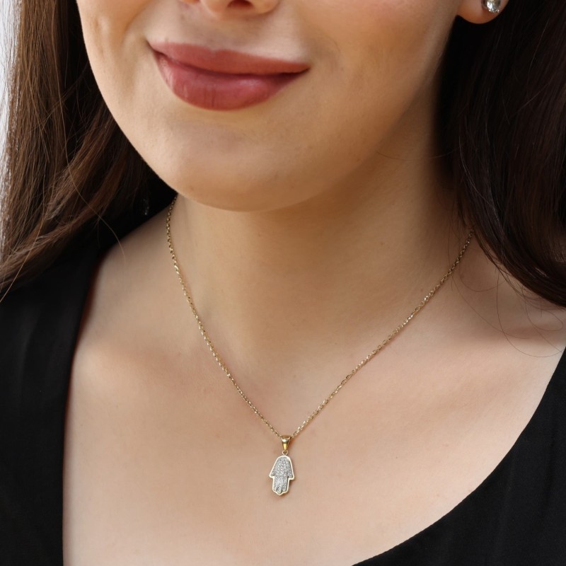 Anbinder Jewelry Pendentif diamant Hamsa en or 14 carats
