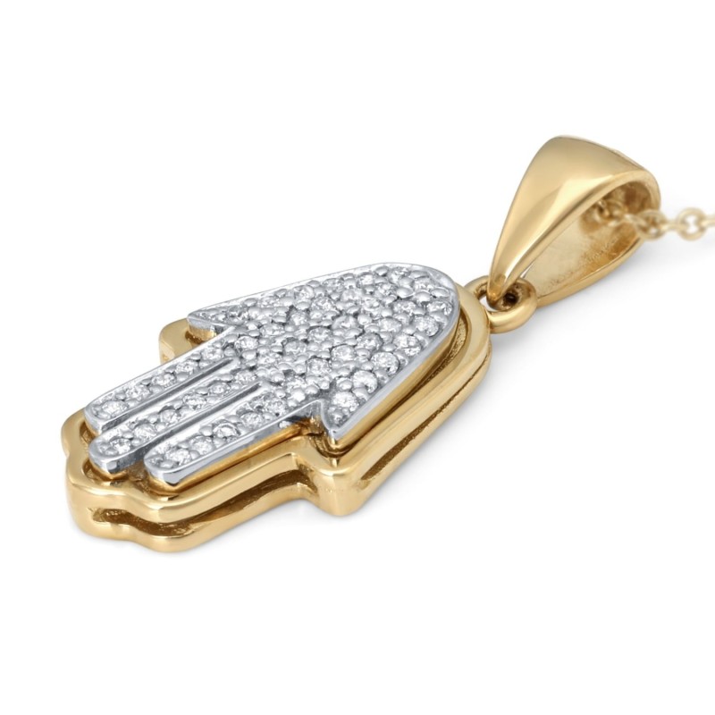 Anbinder Jewelry Pendentif diamant Hamsa en or 14 carats