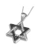 Pendentif étoile de David en or 14 carats avec diamants noirs et blancs