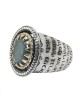 Noms des Anges : Bague Kabbale en Argent et Or avec Pierre Labradorite