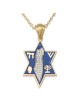 14K Gold Star of David Pendant with Diamond-Studded Map of Israel and