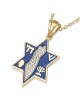 14K Gold Star of David Pendant with Diamond-Studded Map of Israel and