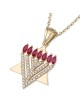 14K Gold Star of David and Menorah Pendant with 0.6 CT Diamonds and Ru