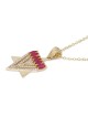 14K Gold Star of David and Menorah Pendant with 0.6 CT Diamonds and Ru