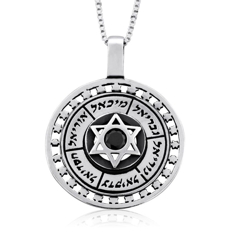 Angels Names Protection with Star of David & Onyx Stone Necklace