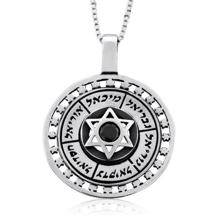 Angels Names Protection with Star of David & Onyx Stone Necklace