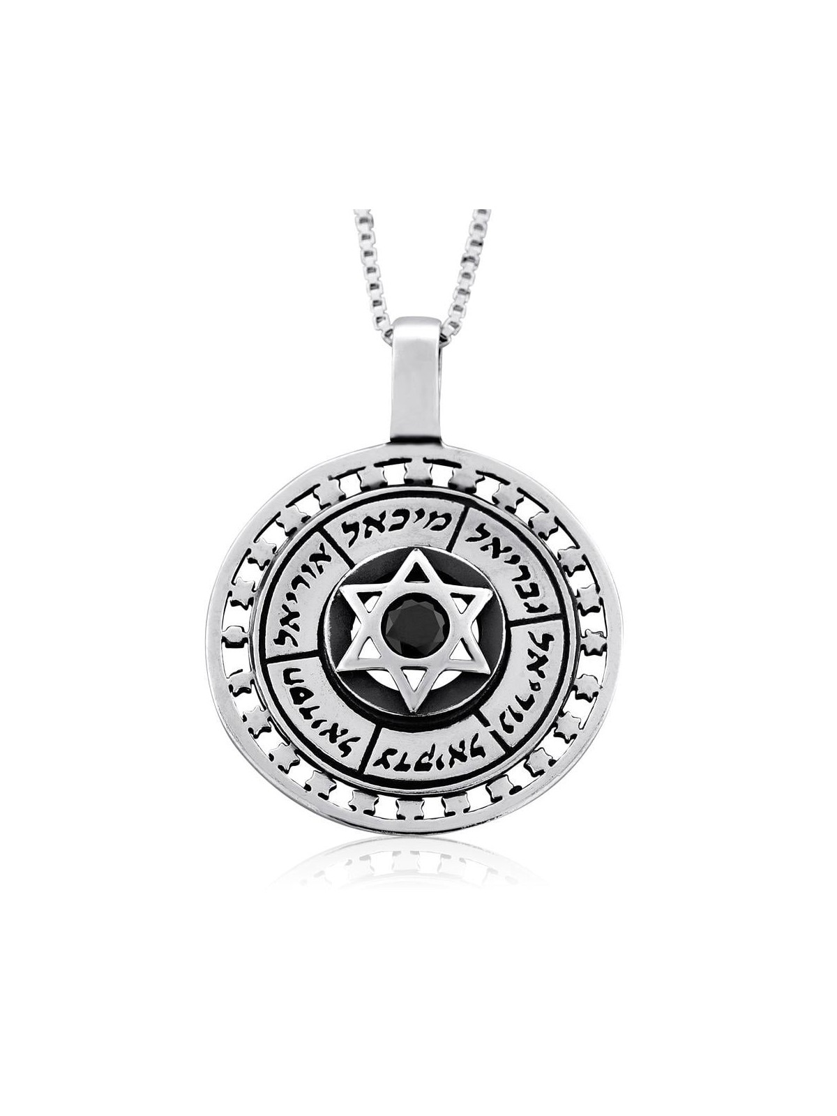 Protection des noms d'anges avec collier en pierre étoile de David et onyx