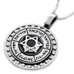 Angels Names Protection with Star of David & Onyx Stone Necklace