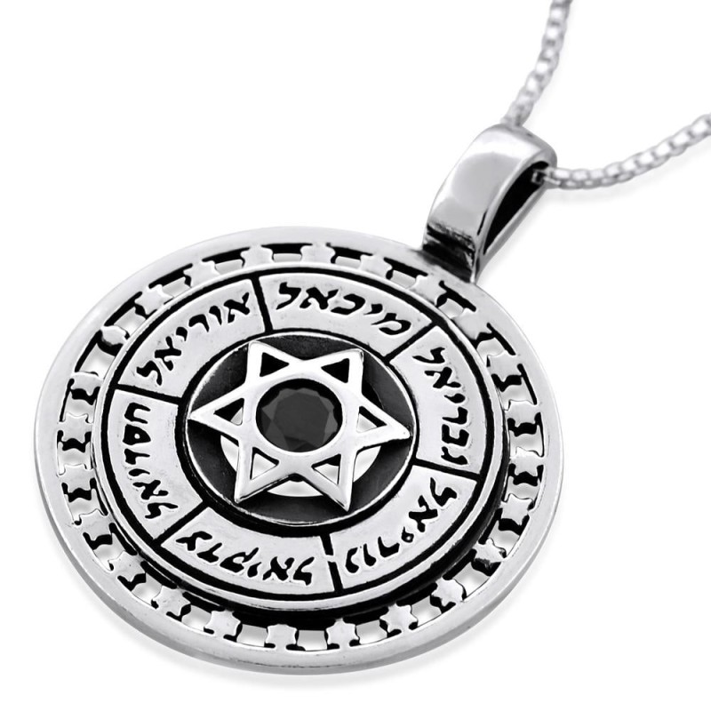 Protection des noms d'anges avec collier en pierre étoile de David et onyx