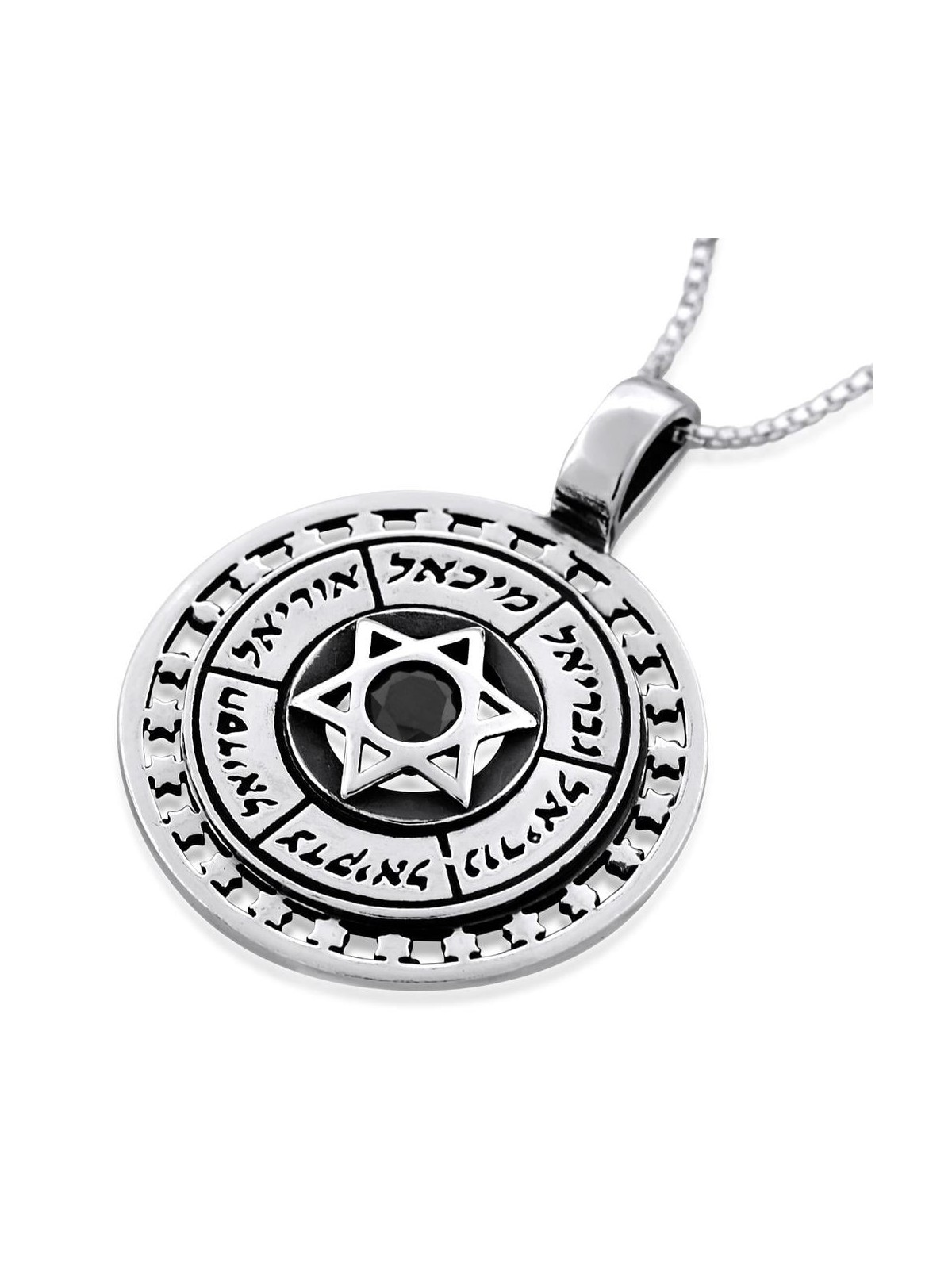 Angels Names Protection with Star of David & Onyx Stone Necklace