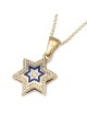 Pendentif étoile de David en or jaune 14 carats avec 49 diamants et émail