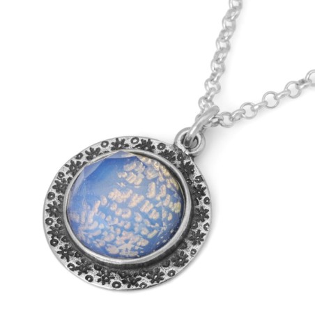 Femme de Valeur : Collier en Argent avec Grand Dôme en Pierre d'Opalite
