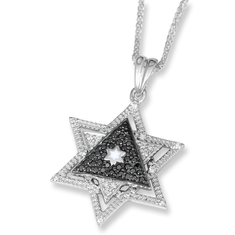Anbinder Jewelry Étoile de Dav luxueuse ornée de diamants en or blanc 14 carats