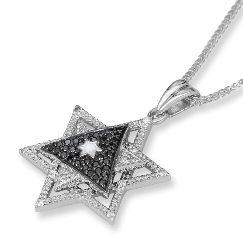 Anbinder Jewelry Étoile de Dav luxueuse ornée de diamants en or blanc 14 carats
