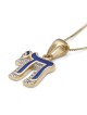 Diamond-Accented 14K Yellow Gold and Blue Enamel Women's Chai Pendant