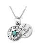 Bénédiction sacerdotale : Petit pendentif étoile de David à double disque avec turquoise