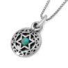 Priestly Blessing: Little Double Disk Star of David Pendant with Turqu
