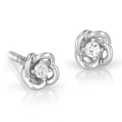 Petite 14K Gold 4-Pronged Diamond Stud Earrings With Chic Knotted Desi