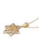 Pendentif étoile de David en or 14 carats serti de diamants avec menor à sept branches
