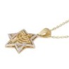 14K Gold Diamond-Studded Star of David Pendant with Seven-Branch Menor