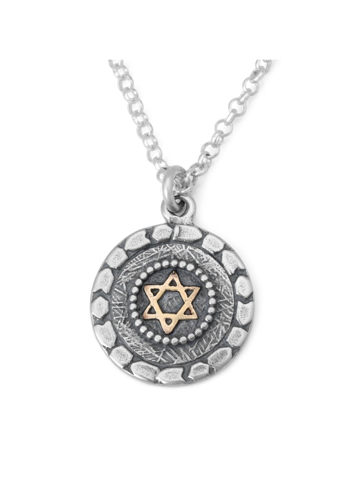 Stone Window: Silver Necklace with Gold Star of David