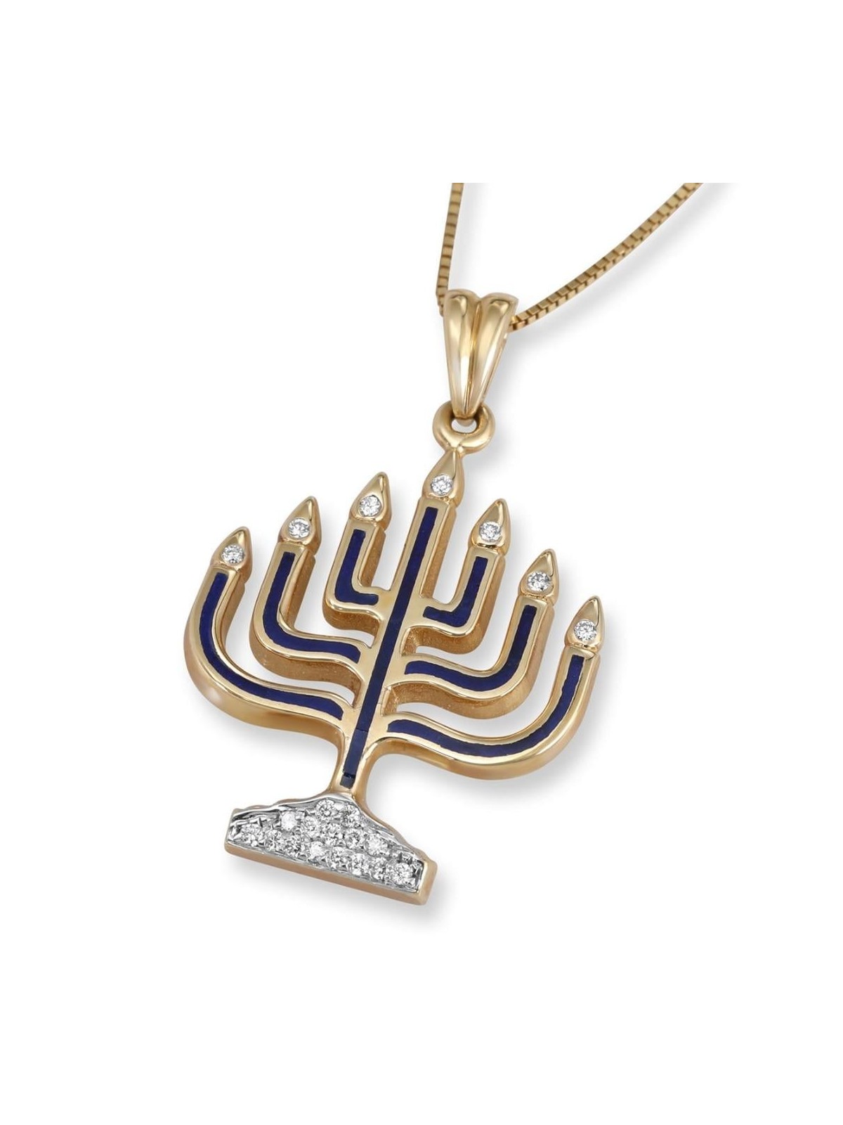 Anbinder Jewelry Pendentif menorah à sept branches en or jaune 14 carats avec diamètre