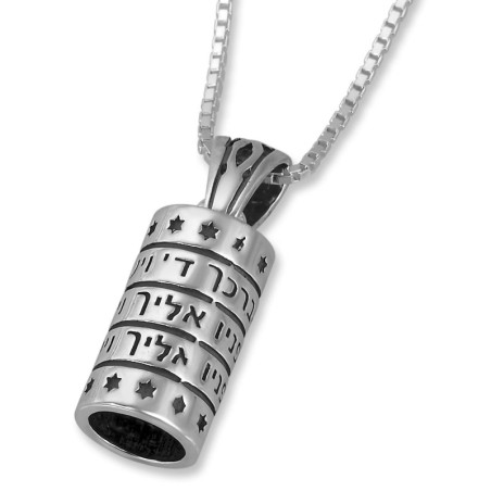 Sterling Silver Priestly Blessing Necklace with Tiny Stars of David